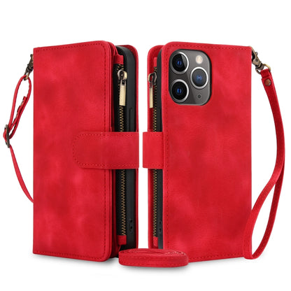 For iPhone 11 Pro Max Dream 9-Card Zipper Wallet RFID Leather Phone Case with Lanyard(Red) - iPhone 11 Pro Max Cases by buy2fix | Online Shopping UK | buy2fix