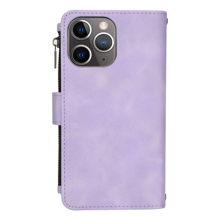 For iPhone 11 Pro Max Dream 9-Card Zipper Wallet RFID Leather Phone Case with Lanyard(Purple) - iPhone 11 Pro Max Cases by buy2fix | Online Shopping UK | buy2fix