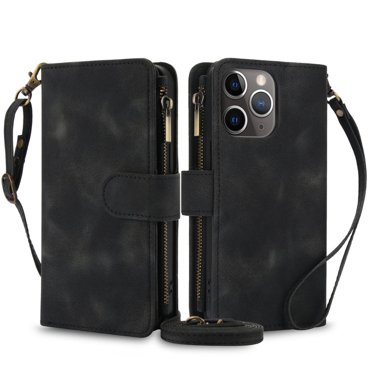 For iPhone 11 Pro Max Dream 9-Card Zipper Wallet RFID Leather Phone Case with Lanyard(Black) - iPhone 11 Pro Max Cases by buy2fix | Online Shopping UK | buy2fix