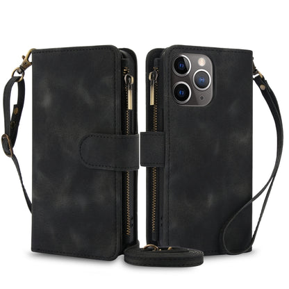 For iPhone 11 Pro Max Dream 9-Card Zipper Wallet RFID Leather Phone Case with Lanyard(Black) - iPhone 11 Pro Max Cases by buy2fix | Online Shopping UK | buy2fix