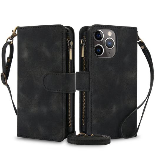 For iPhone 11 Pro Max Dream 9-Card Zipper Wallet RFID Leather Phone Case with Lanyard(Black) - iPhone 11 Pro Max Cases by buy2fix | Online Shopping UK | buy2fix