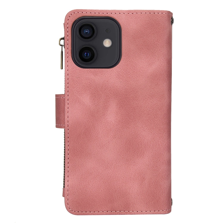 For iPhone 12 Dream 9-Card Zipper Wallet RFID Leather Phone Case with Lanyard(Rose Gold) - iPhone 12 / 12 Pro Cases by buy2fix | Online Shopping UK | buy2fix