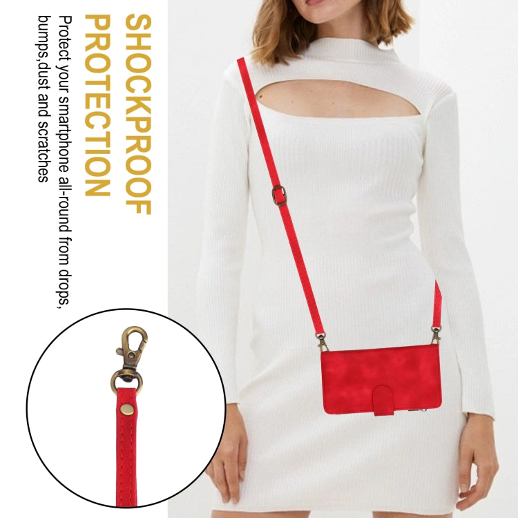 For iPhone 15 Dream 9-Card Zipper Wallet RFID Leather Phone Case with Lanyard(Red) - iPhone 15 Cases by buy2fix | Online Shopping UK | buy2fix