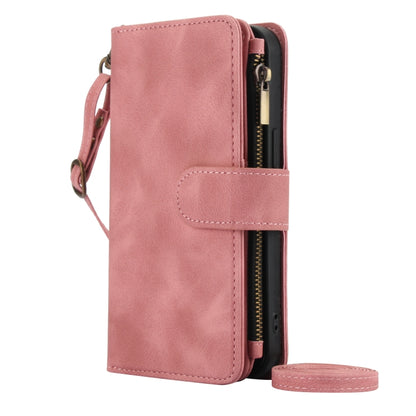 For iPhone 15 Dream 9-Card Zipper Wallet RFID Leather Phone Case with Lanyard(Rose Gold) - iPhone 15 Cases by buy2fix | Online Shopping UK | buy2fix