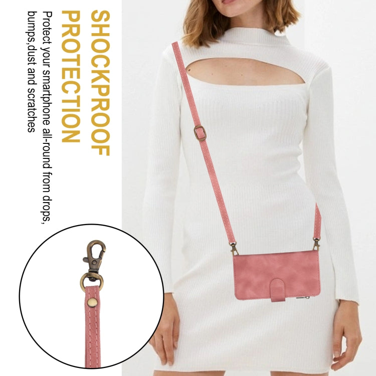 For iPhone 15 Dream 9-Card Zipper Wallet RFID Leather Phone Case with Lanyard(Rose Gold) - iPhone 15 Cases by buy2fix | Online Shopping UK | buy2fix