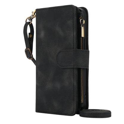 For iPhone 15 Dream 9-Card Zipper Wallet RFID Leather Phone Case with Lanyard(Black) - iPhone 15 Cases by buy2fix | Online Shopping UK | buy2fix
