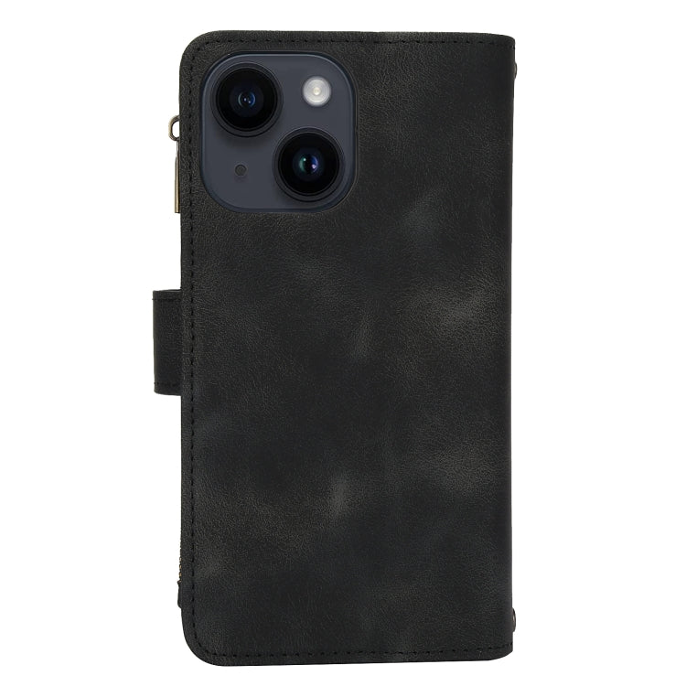 For iPhone 15 Dream 9-Card Zipper Wallet RFID Leather Phone Case with Lanyard(Black) - iPhone 15 Cases by buy2fix | Online Shopping UK | buy2fix