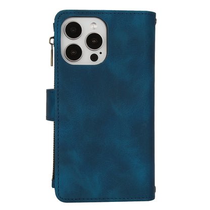 For iPhone 15 Pro Dream 9-Card Zipper Wallet RFID Leather Phone Case with Lanyard(Blue) - iPhone 15 Pro Cases by buy2fix | Online Shopping UK | buy2fix