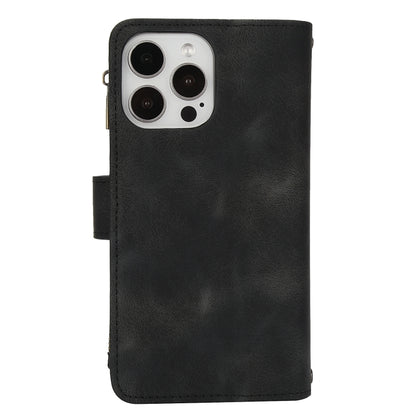 For iPhone 15 Pro Dream 9-Card Zipper Wallet RFID Leather Phone Case with Lanyard(Black) - iPhone 15 Pro Cases by buy2fix | Online Shopping UK | buy2fix