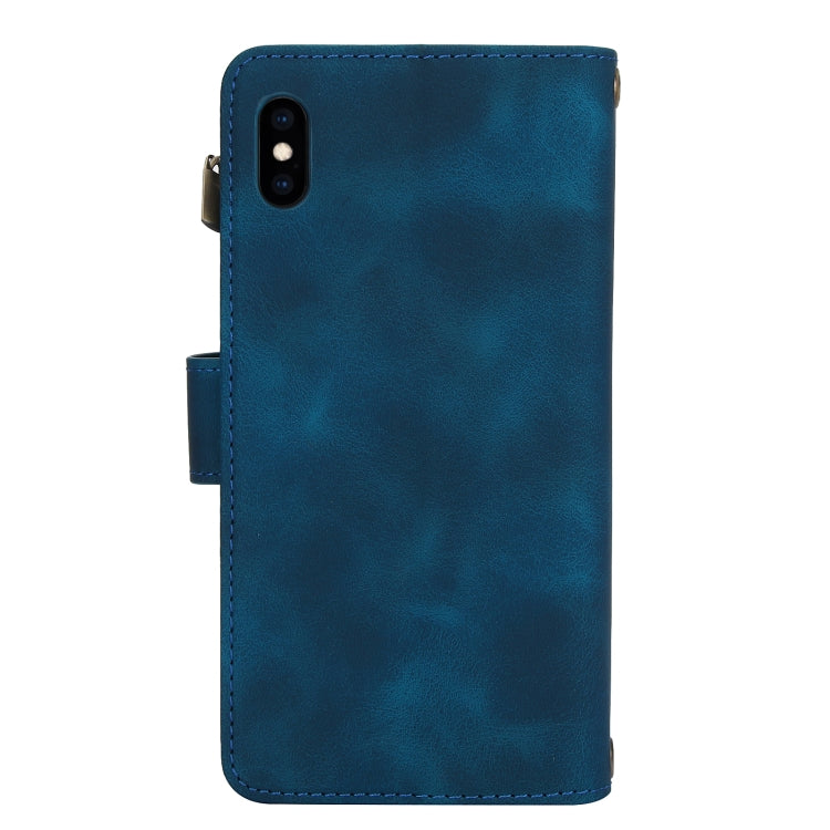 For iPhone XS Max Dream 9-Card Zipper Wallet RFID Leather Phone Case with Lanyard(Blue) - More iPhone Cases by buy2fix | Online Shopping UK | buy2fix
