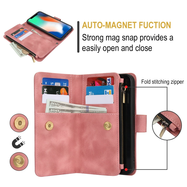 For iPhone XS Max Dream 9-Card Zipper Wallet RFID Leather Phone Case with Lanyard(Rose Gold) - More iPhone Cases by buy2fix | Online Shopping UK | buy2fix