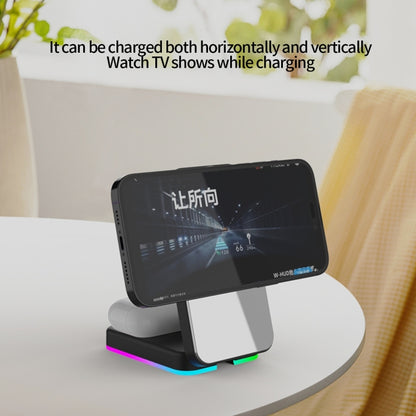 H62 RGB LED Light 3 in 1 Foldable Wireless Charger(Black) - Wireless Charger by buy2fix | Online Shopping UK | buy2fix