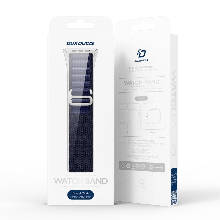 For Apple Watch 46mm / 49mm / 45mm / 44mm DUX DUCIS GS Series Nylon Loop Watch Band(Navy Blue) by DUX DUCIS