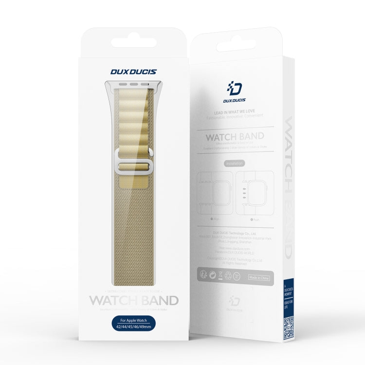 For Apple Watch 46mm / 49mm / 45mm / 44mm DUX DUCIS GS Series Nylon Loop Watch Band(Tan) by DUX DUCIS
