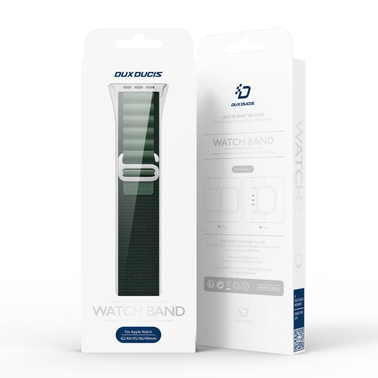 For Apple Watch 46mm / 49mm / 45mm / 44mm DUX DUCIS GS Series Nylon Loop Watch Band(Dark Green) by DUX DUCIS