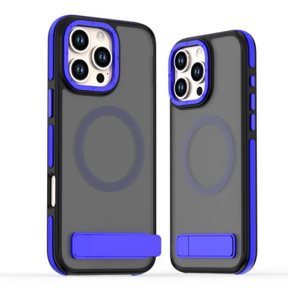 For iPhone 16 Pro Max Dual-Color Skin Feel Magsafe Phone Case with Holder(Blue) - iPhone 16 Pro Max Cases by buy2fix | Online Shopping UK | buy2fix