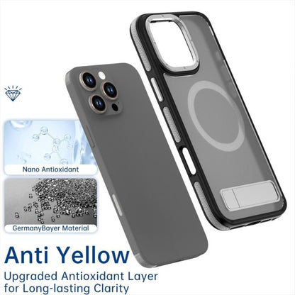 For iPhone 16 Pro Dual-Color Skin Feel Magsafe Phone Case with Holder(Grey) - iPhone 16 Pro Cases by buy2fix | Online Shopping UK | buy2fix