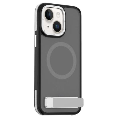 For iPhone 14 Dual-Color Skin Feel Magsafe Phone Case with Holder(Grey) - iPhone 14 Cases by buy2fix | Online Shopping UK | buy2fix