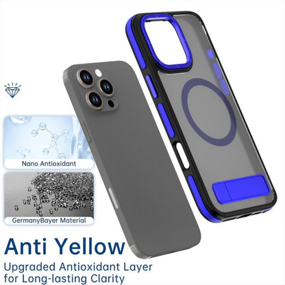For iPhone 14 Dual-Color Skin Feel Magsafe Phone Case with Holder(Blue) - iPhone 14 Cases by buy2fix | Online Shopping UK | buy2fix