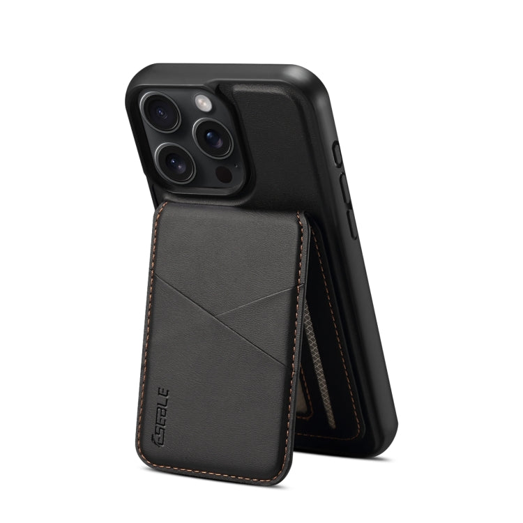For iPhone 15 Pro ESEBLE E3 Plain Texture Card Slots MagSafe RFID Leather Case(Black) - iPhone 15 Pro Cases by ESEBLE | Online Shopping UK | buy2fix