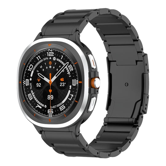 For Galaxy Watch Ultra2 2026 / 2025 / 1 2024 Three Beads Tortoise Buckle Titanium Steel Watch Band(Black)
