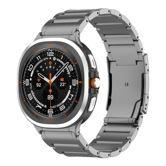 For Galaxy Watch9 / 8 / 8 Classic Three Beads Tortoise Buckle Titanium Steel Watch Band(Grey)