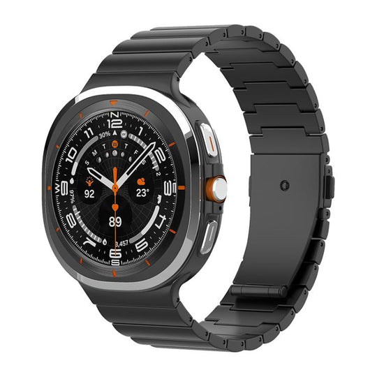 For Galaxy Watch9 / 8 / 8 Classic One Bead Flat Buckle Pure Titanium Watch Band(Black)