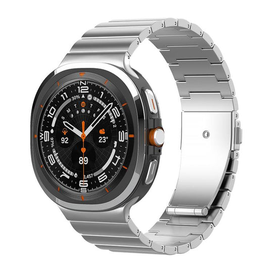 For Galaxy Watch9 / 8 / 8 Classic One Bead Flat Buckle Pure Titanium Watch Band(Silver)