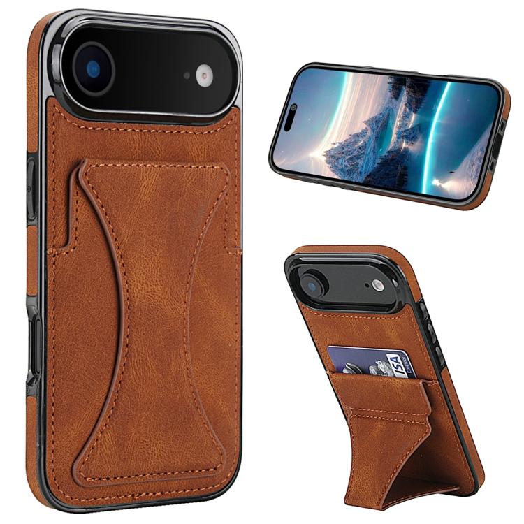 For iPhone Air Ultra-thin Shockproof Phone Protective Case with Holder(Brown) - iPhone Air Cases by buy2fix | Online Shopping UK | buy2fix
