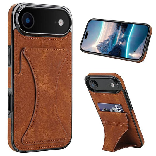 For iPhone Air Ultra-thin Shockproof Phone Protective Case with Holder(Brown) - iPhone Air Cases by buy2fix | Online Shopping UK | buy2fix