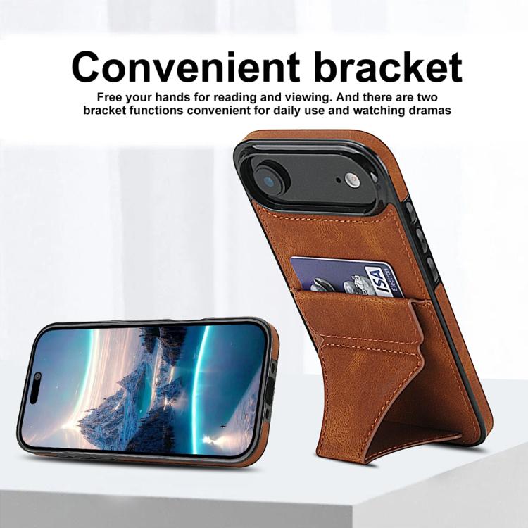 For iPhone Air Ultra-thin Shockproof Phone Protective Case with Holder(Brown) - iPhone Air Cases by buy2fix | Online Shopping UK | buy2fix