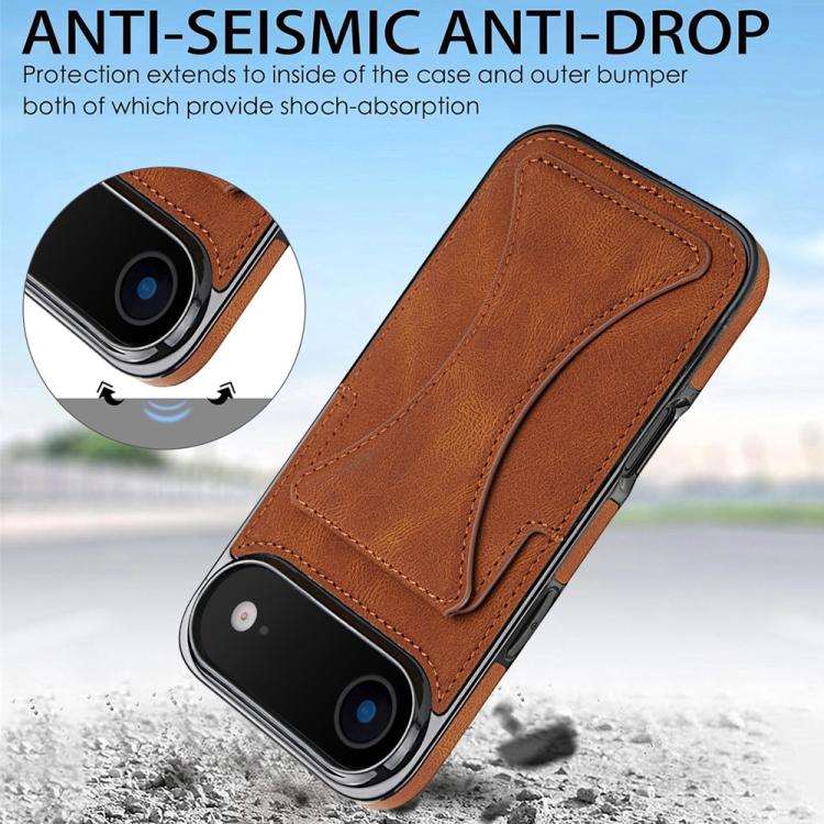 For iPhone Air Ultra-thin Shockproof Phone Protective Case with Holder(Brown) - iPhone Air Cases by buy2fix | Online Shopping UK | buy2fix