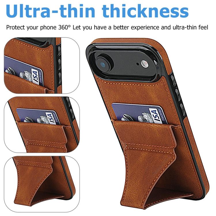 For iPhone Air Ultra-thin Shockproof Phone Protective Case with Holder(Brown) - iPhone Air Cases by buy2fix | Online Shopping UK | buy2fix