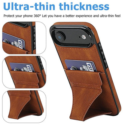 For iPhone Air Ultra-thin Shockproof Phone Protective Case with Holder(Brown) - iPhone Air Cases by buy2fix | Online Shopping UK | buy2fix