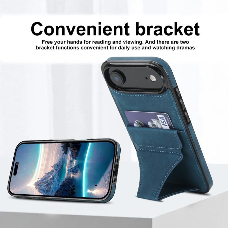 For iPhone Air Ultra-thin Shockproof Phone Protective Case with Holder(Blue) - iPhone Air Cases by buy2fix | Online Shopping UK | buy2fix
