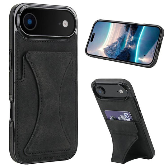 For iPhone Air Ultra-thin Shockproof Phone Protective Case with Holder(Black)
