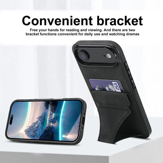 For iPhone Air Ultra-thin Shockproof Phone Protective Case with Holder(Black) - iPhone Air Cases by buy2fix | Online Shopping UK | buy2fix