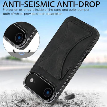 For iPhone Air Ultra-thin Shockproof Phone Protective Case with Holder(Black) - iPhone Air Cases by buy2fix | Online Shopping UK | buy2fix