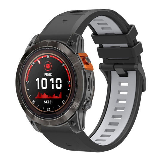 For Garmin 26mm Two Color Quick Release Silicone Watch Band with Tool(Black Light Grey)