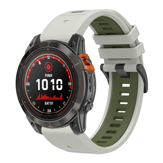 For Garmin 22mm Two Color Quick Release Silicone Watch Band with Tool(Grey Green)