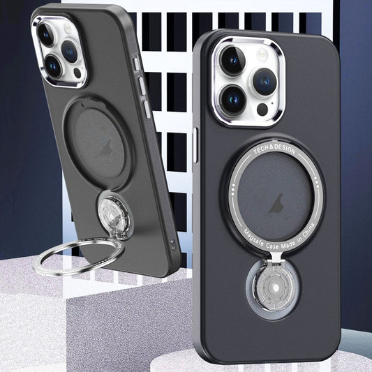 For iPhone 16 Pro Rotation Holder MagSafe Phone Case(Black) by buy2fix