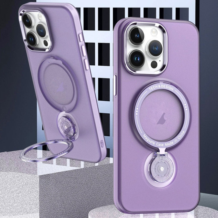 For iPhone 16 Pro Rotation Holder MagSafe Phone Case(Purple) by buy2fix