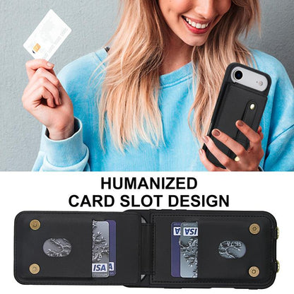 For iPhone Air Wristband Vertical Flip Wallet Back Cover Phone Case with Long Lanyard(Black) - iPhone Air Cases by buy2fix | Online Shopping UK | buy2fix