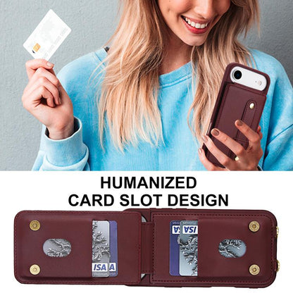 For iPhone Air Wristband Vertical Flip Wallet Back Cover Phone Case with Long Lanyard(Wine Red) - iPhone Air Cases by buy2fix | Online Shopping UK | buy2fix