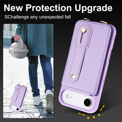 For iPhone Air Wristband Vertical Flip Wallet Back Cover Phone Case with Long Lanyard(Purple) - iPhone Air Cases by buy2fix | Online Shopping UK | buy2fix