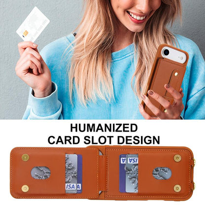 For iPhone Air Wristband Vertical Flip Wallet Back Cover Phone Case with Long Lanyard(Brown) - iPhone Air Cases by buy2fix | Online Shopping UK | buy2fix