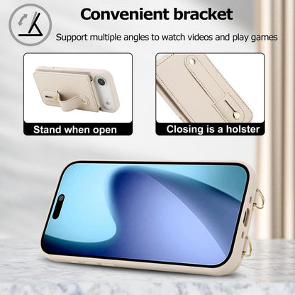 For iPhone Air Wristband Vertical Flip Wallet Back Cover Phone Case with Long Lanyard(White) - iPhone Air Cases by buy2fix | Online Shopping UK | buy2fix