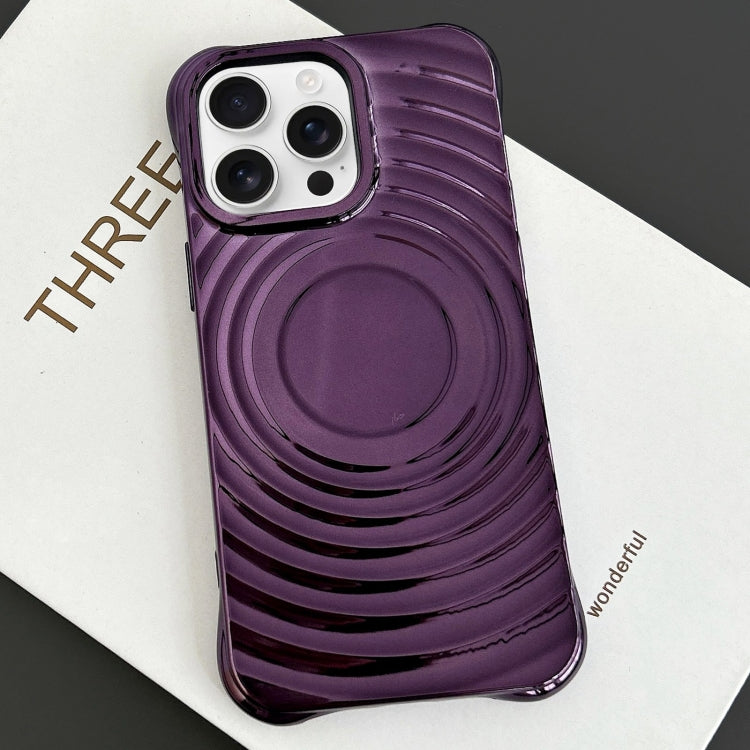 For iPhone 16 Pro Max Electroplating Wave MagSafe Phone Case(Purple) by buy2fix
