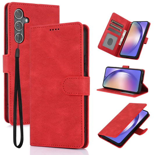 For Samsung Galaxy S25 5G Fantasy Skin-feel Calfskin Texture Leather Phone Case(Red) by buy2fix