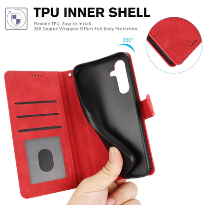 For Samsung Galaxy S25 5G Fantasy Skin-feel Calfskin Texture Leather Phone Case(Red) by buy2fix